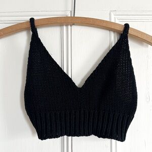 Black cotton Knit Bralette made in Italy
